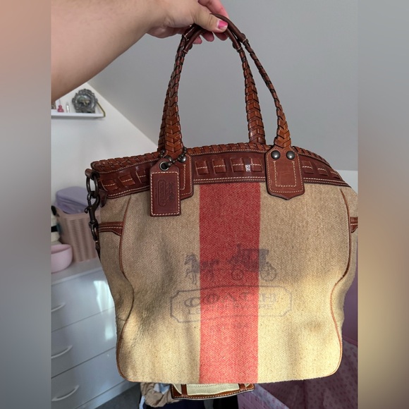 Coach Handbags - Coach 2007 Bleecker Wool Tote Tattersall Lining Whipstitching Braided xbody